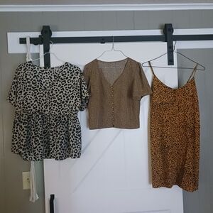 Animal Print Blouses and Dress Bundle From Shein Size Small